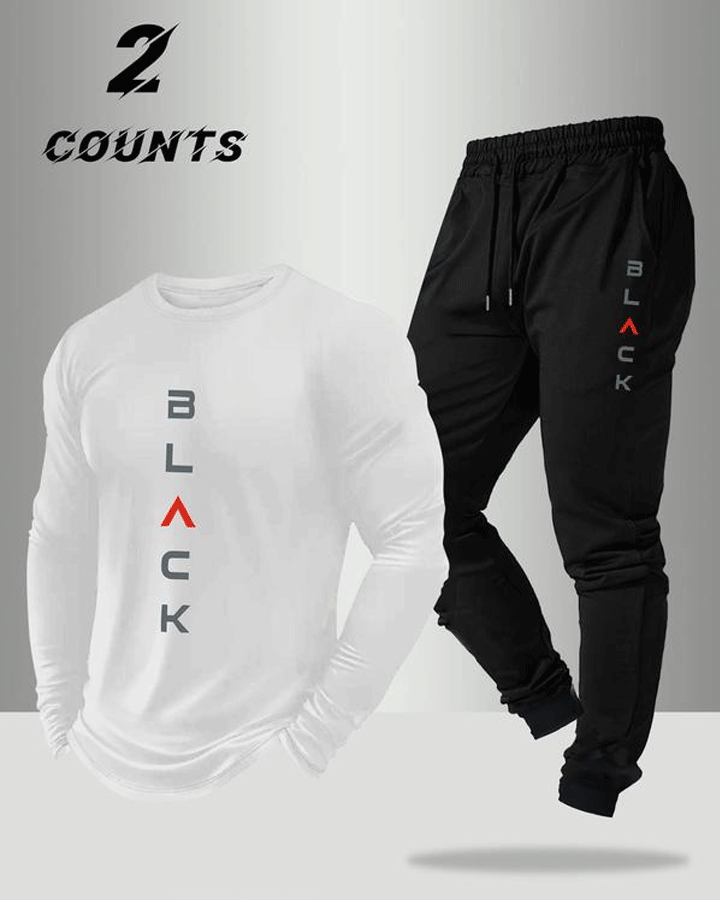 Two-Piece Set Men's Solid Color Long Sleeve Hoodie & Pants