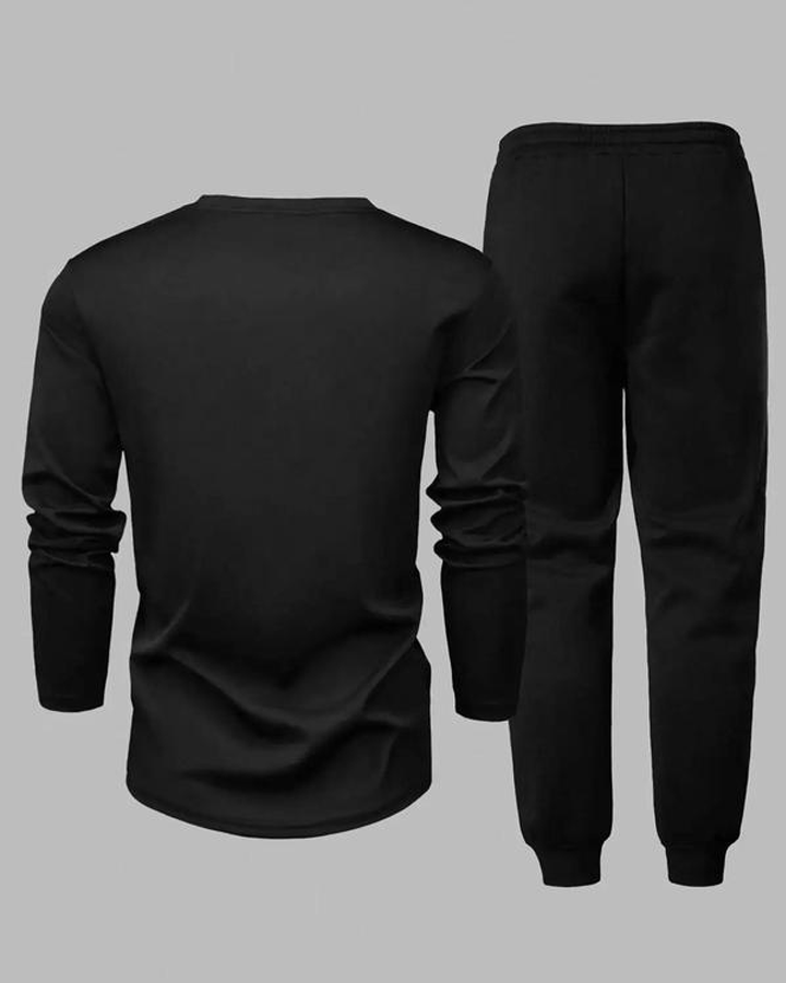 Two-Piece Set Men's Solid Color Long Sleeve Hoodie & Pants