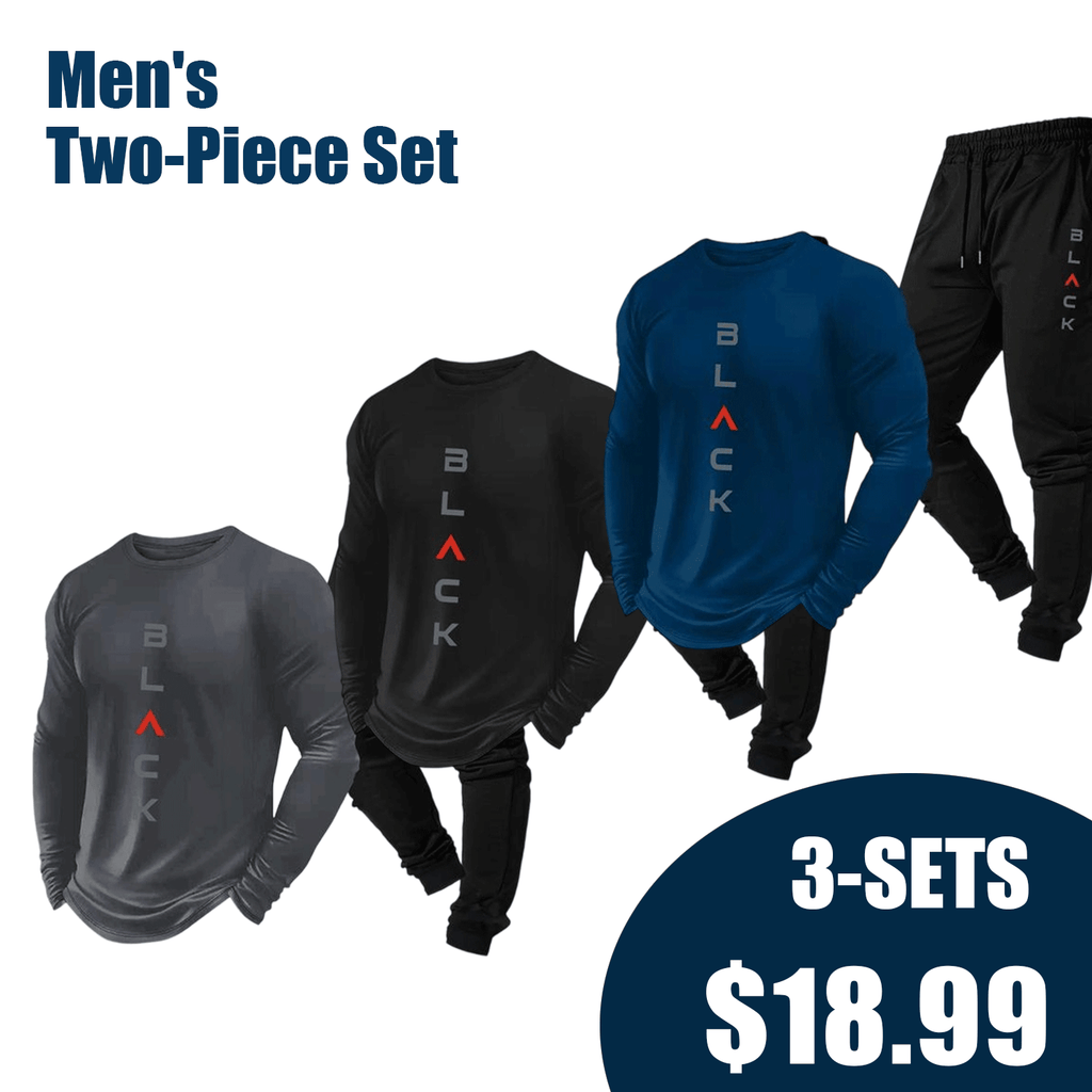 Two-Piece Set Men's Solid Color Long Sleeve Hoodie & Pants