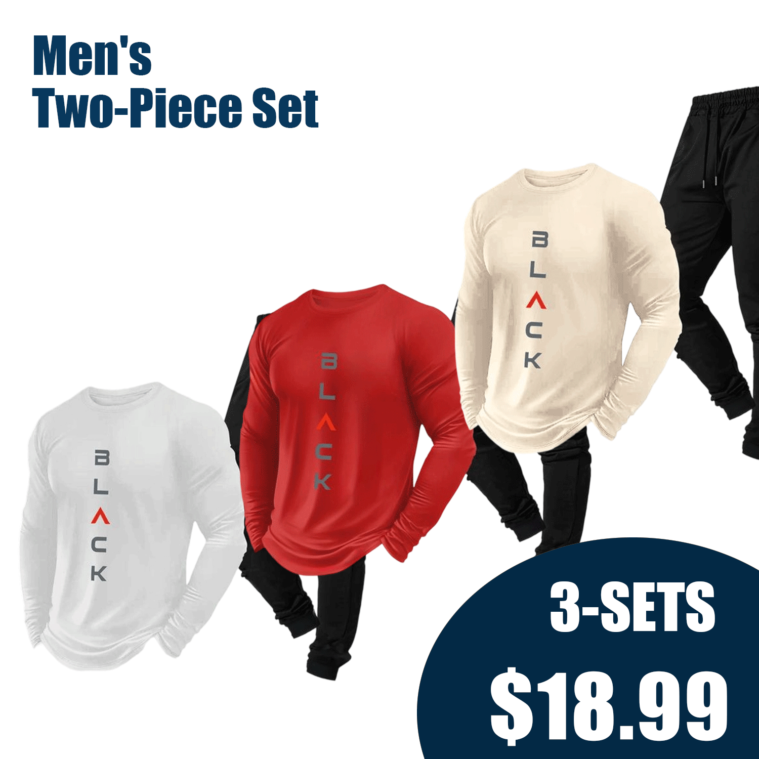 Two-Piece Set Men's Solid Color Long Sleeve Hoodie & Pants
