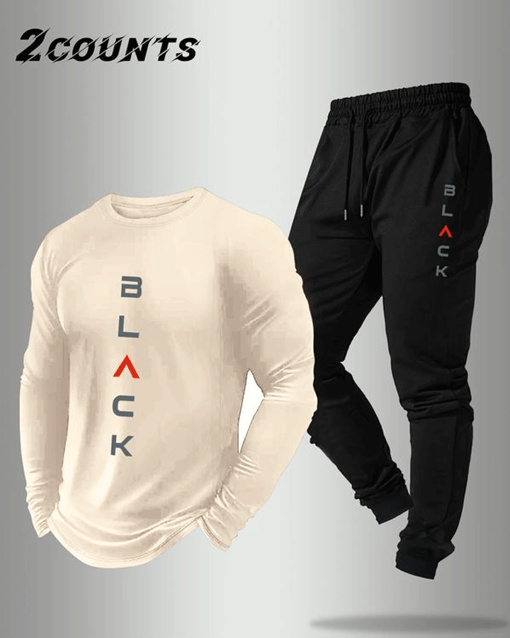 Two-Piece Set Men's Solid Color Long Sleeve Hoodie & Pants