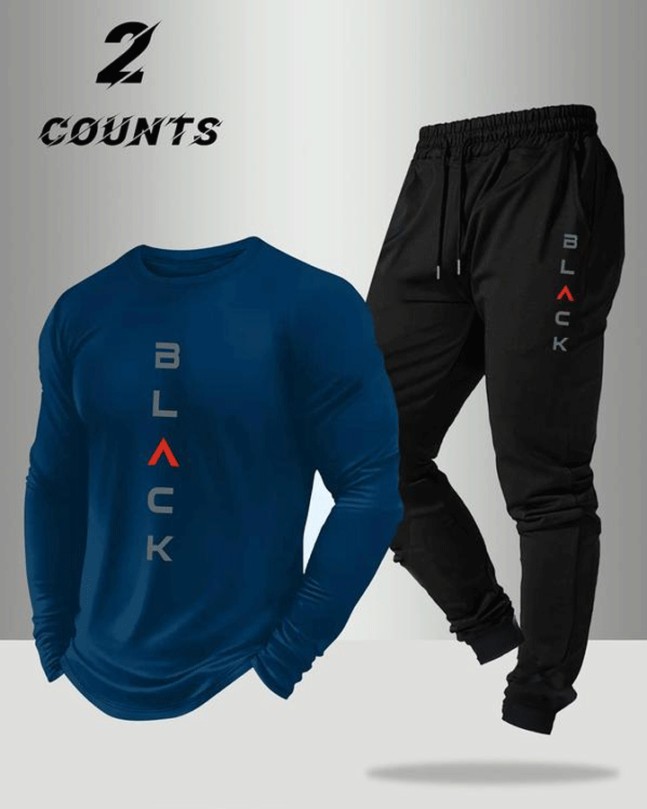 Two-Piece Set Men's Solid Color Long Sleeve Hoodie & Pants